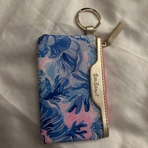 Lilly Pulitzer Vibrant Blue and Pink Keychain Wallet